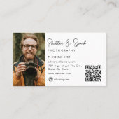 エレガントなスクリプト フルフォト 写真撮影 QRコード 名刺 (裏面)