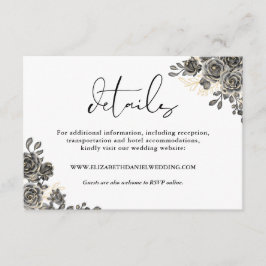 エレガントなスクリプト フローラル ローズ ゴシック ウェディング ディテール エンクロージャーカード