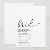 エレガントなスクリプト ブライド デフィニション ブライズシャワー 招待状 (正面/裏面)