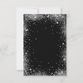 エレガントなスクリプト ブラック シルバー グリッター 40歳の誕生日 招待状 (裏面)