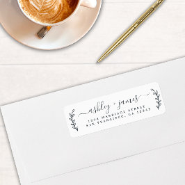 エレガントなスクリプト ブラック＆ホワイト ウェディング リターンアドレス ラベル