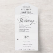 エレガントなスクリプト ブラック＆ホワイト カリグラフィー ウェディング オールインワン招待状 (内側)