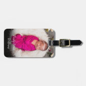 エレガントなスクリプト ベイビー フォト ラゲッジタグ (正面横)