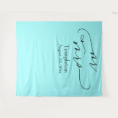 エレガントなスクリプト ミスター & ミセス アクア フォト 背景 タペストリー (正面(横))