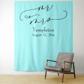 エレガントなスクリプト ミスター & ミセス アクア フォト 背景 タペストリー (インサイチュ)