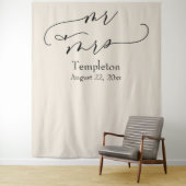 エレガントなスクリプト　ミスター＆ミセス　クリーム　フォト　バックドロップ タペストリー (インサイチュ)