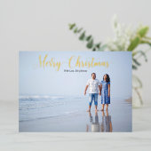 エレガントなスクリプト メリークリスマス オーダーメイド 箔シーズンカード (立ち正面)