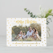 エレガントなスクリプト メリークリスマス カスタムフォト 箔シーズンカード (立ち正面)