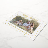 エレガントなスクリプト メリークリスマス カスタムフォト 箔シーズンカード (回転した状態)