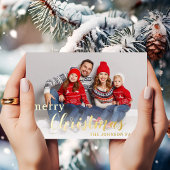 エレガントなスクリプト メリークリスマス フォト ゴールド 箔シーズンカード