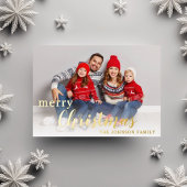 エレガントなスクリプト メリークリスマス フォト ゴールド 箔シーズンカード