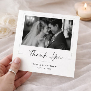 エレガントなスクリプト モダン クラシック 新婚写真 サンキューカード