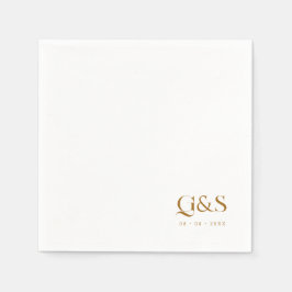 エレガントなスクリプト モノグラムと日付の結婚式 スタンダードカクテルナプキン