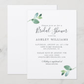 エレガントなスクリプト ユーカリ グリーン ブライダル シャワー 招待状 (正面/裏面)