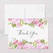 エレガントなスクリプト ローズ バナー ビジネス サンクス ポストカード (正面/裏面)