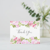 エレガントなスクリプト ローズ バナー ビジネス サンクス ポストカード (スタンド正面)