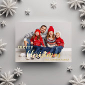 エレガントなスクリプト ワンフォト メリークリスマス ゴールド 箔シーズンカード