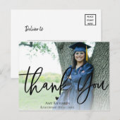 エレガントなスクリプト | 卒業写真のお礼 ポストカード (正面/裏面)