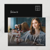 エレガントなスクリプト 卒業写真 感謝の気持ちを伝えるポストカード ポストカード (正面/裏面)