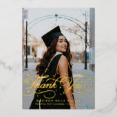 エレガントなスクリプト 卒業写真 感謝カード 箔招待状 (正面)