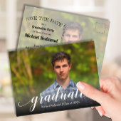 エレガントなスクリプト 卒業 SAVE THE DATE ポストカード