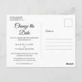 エレガントなスクリプト 変更日 延期写真 ポストカード (裏面)