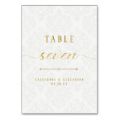 エレガントなスクリプト 白いレース ゴールド 7 セブン ウェディング テーブルナンバー (裏面)