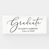 エレガントなスクリプト 白い卒業式 横断幕 (横)