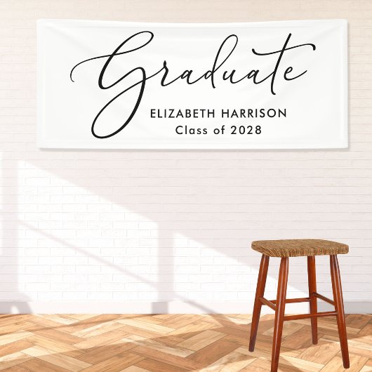 エレガントなスクリプト 白い卒業式 横断幕