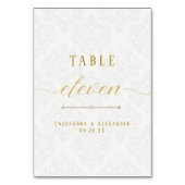 エレガントなスクリプト 白レース ゴールド ウェディング エレブン 11 テーブルナンバー (裏面)