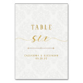 エレガントなスクリプト 白レース ゴールド 6 六 結婚式 テーブルナンバー (裏面)