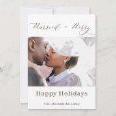 エレガントなスクリプト 結婚した クリスマスおめでとう シーズンカード (正面)