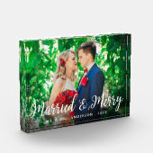 エレガントなスクリプト 結婚して幸せな写真 ウェディング フォトブロック (左)