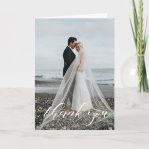 エレガントなスクリプト 結婚式の写真 お礼 サンキューカード