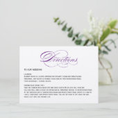 エレガントなスクリプト 結婚式案内 - 紫 エンクロージャーカード (スタンド正面)