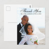 エレガントなスクリプト 結婚式 フォト 御礼 ポストカード (正面/裏面)