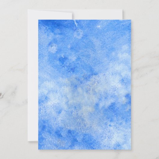 エレガントなスクリプト | 青い水彩花模様 | 結婚式 セーブザデート (裏面)