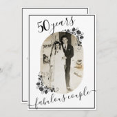 エレガントなスクリプト 50周年記念写真 招待状 (正面/裏面)