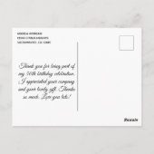 エレガントなスクリプト 50歳の誕生日お礼メッセージ ポストカード (裏面)