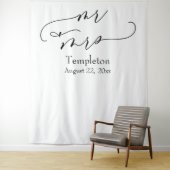 エレガントなスクリプト Mr & Mrs シンプルフォト背景 タペストリー (インサイチュ)