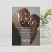 エレガントなスクリプトQRコード写真ウェディング 招待状 (スタンド正面)