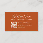 エレガントなスクリプトQRコード ブライダルシャワーレジストリーカード エンクロージャーカード (正面)