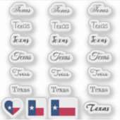 エレガントなスクリプトTexas & Texas Flag USA /name Set シール (正面)
