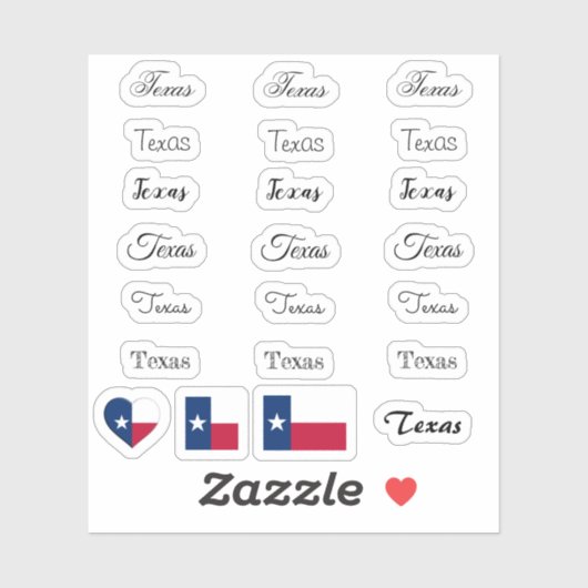 エレガントなスクリプトTexas & Texas Flag USA /name Set シール (シート)