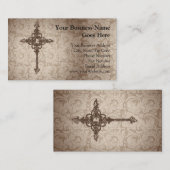 エレガントなスクロールキリスト教の十字w/Swirlの背景 名刺 (正面/裏面)