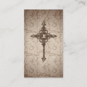 エレガントなスクロールキリスト教の十字w/Swirlの背景 名刺 (裏面)