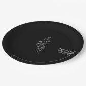 エレガントなスケッチ調の手描きブラックフラワー ペーパープレート (アングル)