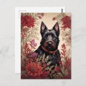 エレガントなスコッチテリアの犬の肖像 ポストカード (正面/裏面)