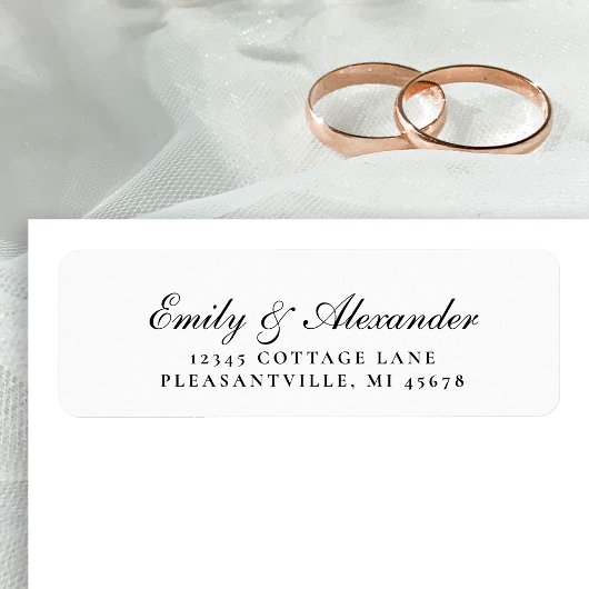 エレガントなスタイリッシュスクリプトの結婚式の返信先住所 ラベル