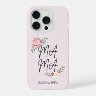 エレガントなスタックドママスクリプト花ピンクの芍薬 iPhone 15 PROケース